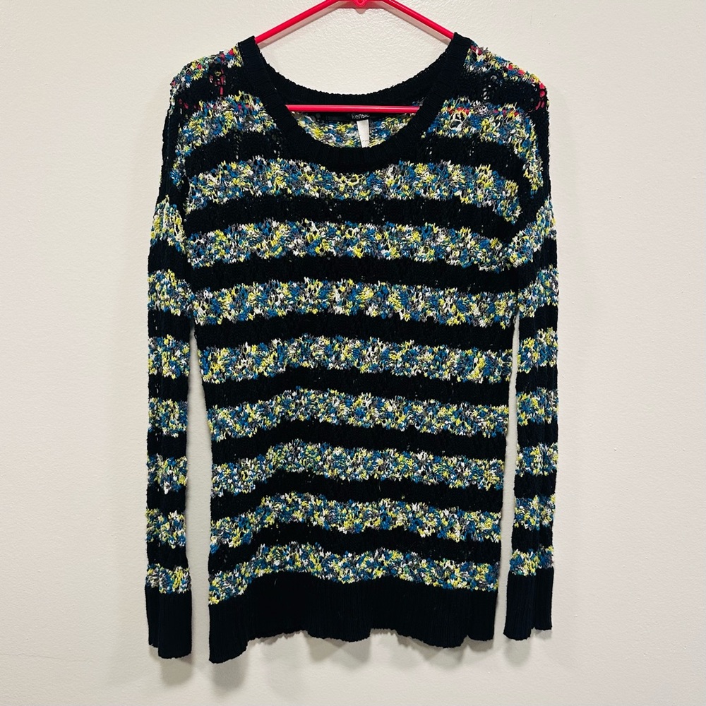 Kensie Black Multicolor Knit Y2K Sweater Size small